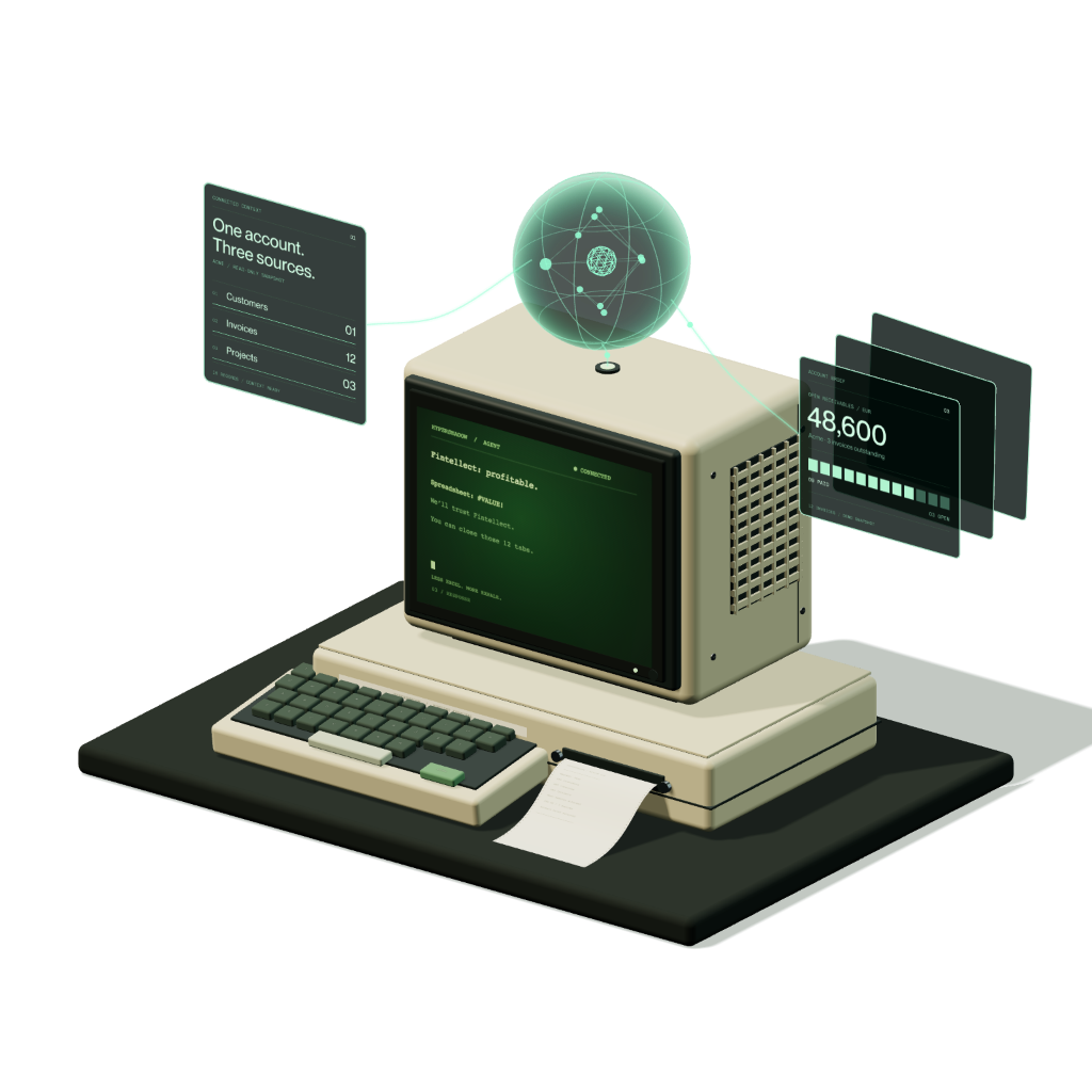 Hypershadow computer with floating intelligence panels
